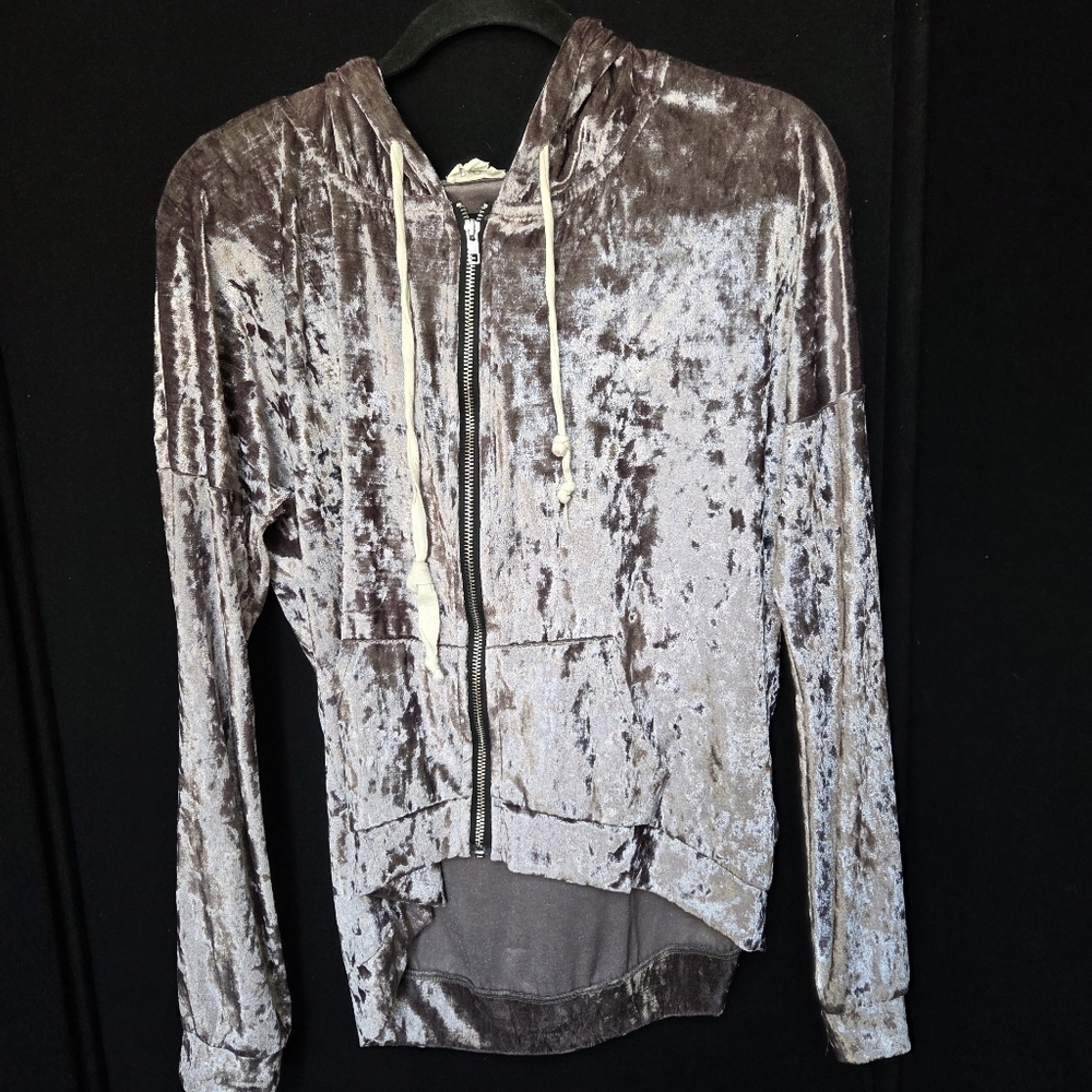 POL Velvet Zip-Up Hoodie Jacket Small Futurism Sci-fi